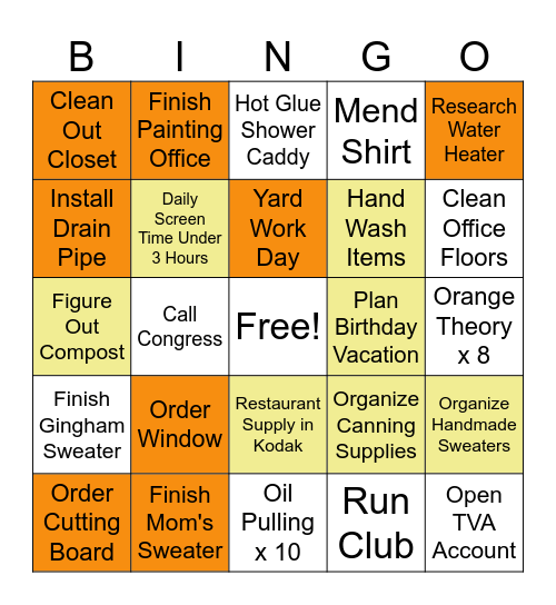 February Bingo Card