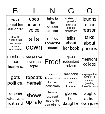 Ms Dunbar Bingo Card