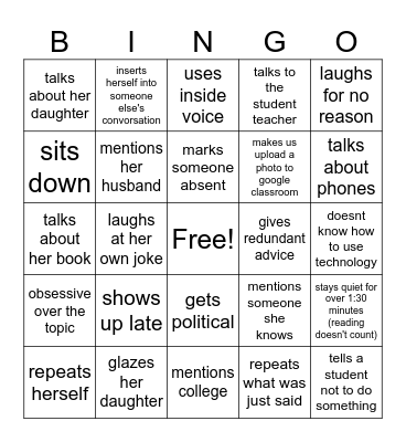 Ms Dunbar Bingo Card