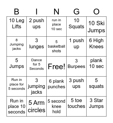 Cheat Lake Fitness Bingo Card