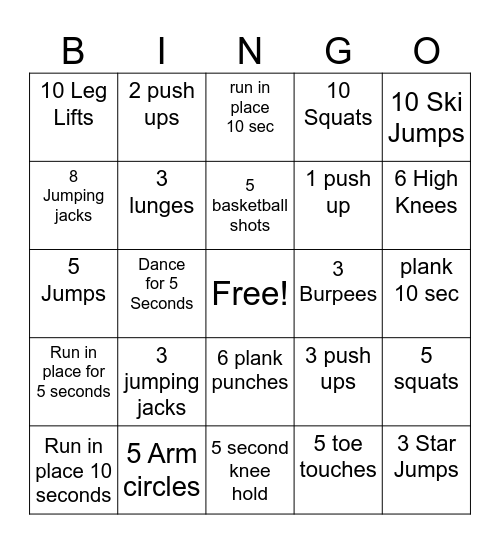 Cheat Lake Fitness Bingo Card