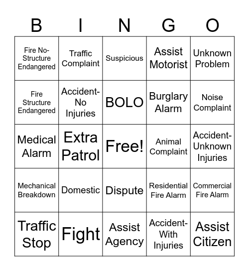 Dispatch Bingo Card