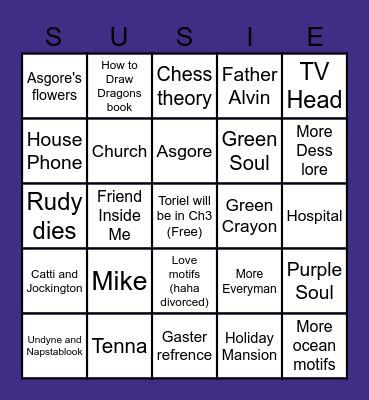 Deltarune Ch3&4 Card Bingo Card