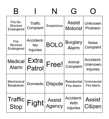 Dispatch Bingo Card