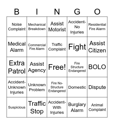 Dispatch Bingo Card