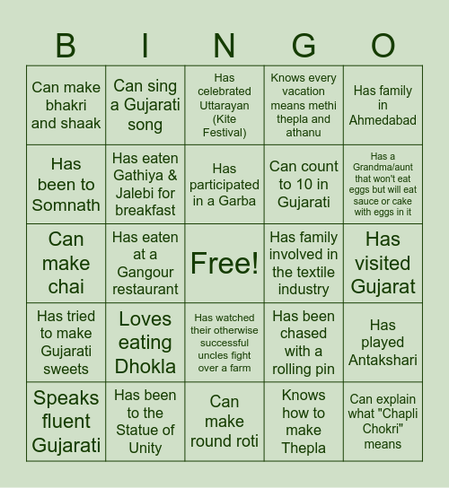 Chapli Chokri Bingo Card