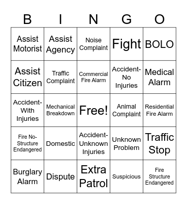 Dispatch Bingo Card