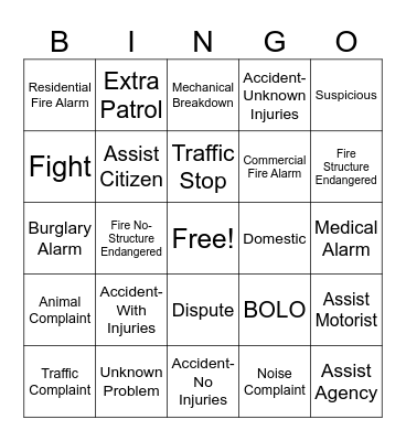 Dispatch Bingo Card