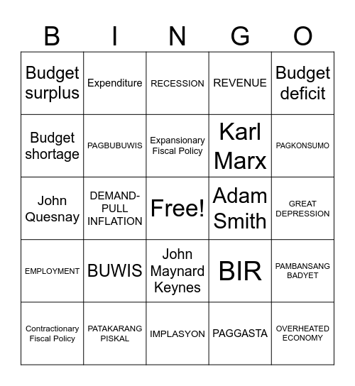 PATAKARANG PISKAL Bingo Card