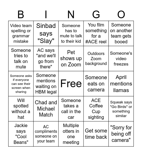 ACE Bingo Card