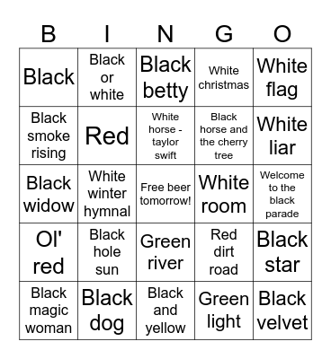 Team Colors Bingo Card