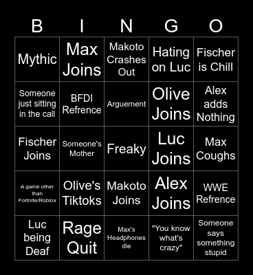 Discord Call Bingo Card