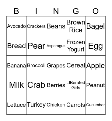 Let's Move...Healthy Choices Bingo Card