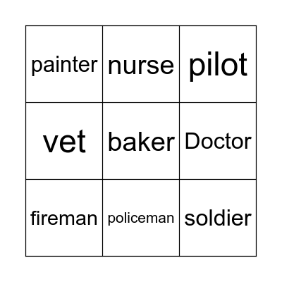 Occupation BINGO Card