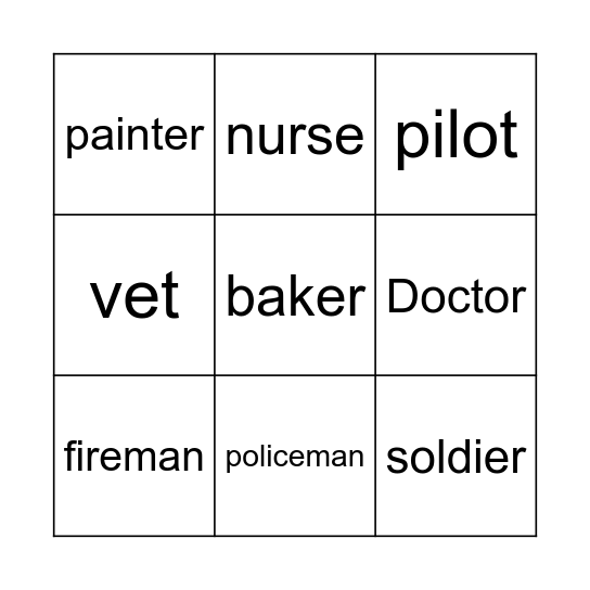 Occupation BINGO Card