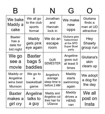 Spring 2025 Semester Bingo Card