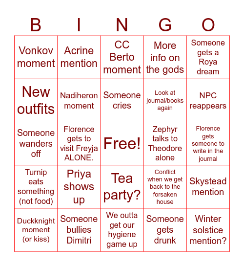 Session 24 Bingo Card