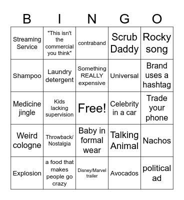 Superbowl Bingo Card