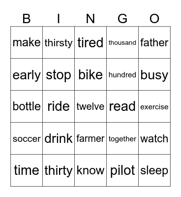 Review bingo Card