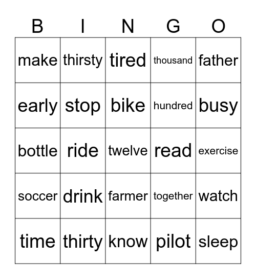 Review bingo Card