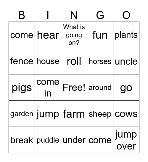 VI unit 4 Bingo Card