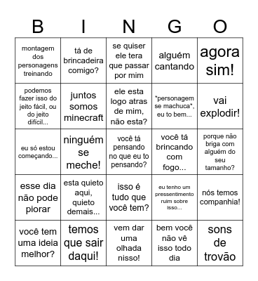Bingo do filme do minecraft Bingo Card