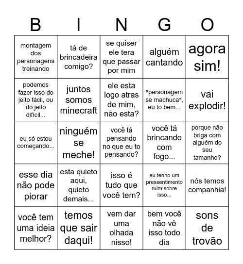 Bingo do filme do minecraft Bingo Card