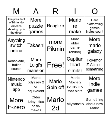 Nintendo driect switch 1 The real deal Bingo Card