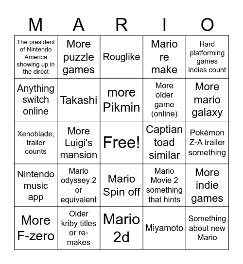 Nintendo driect switch 1 The real deal Bingo Card
