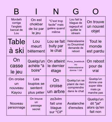 Le Bingo Void Stranger Bingo Card