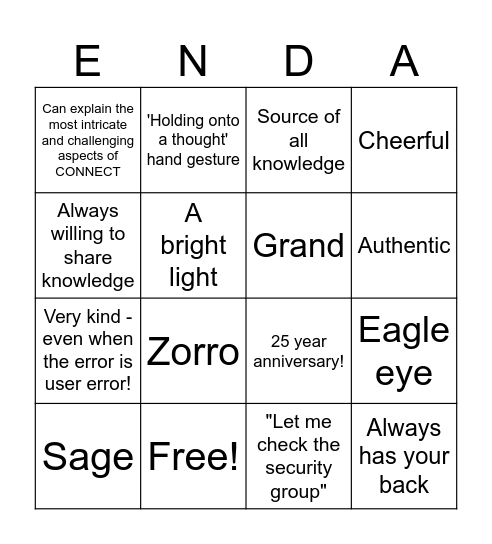 Celebrating Enda! Bingo Card