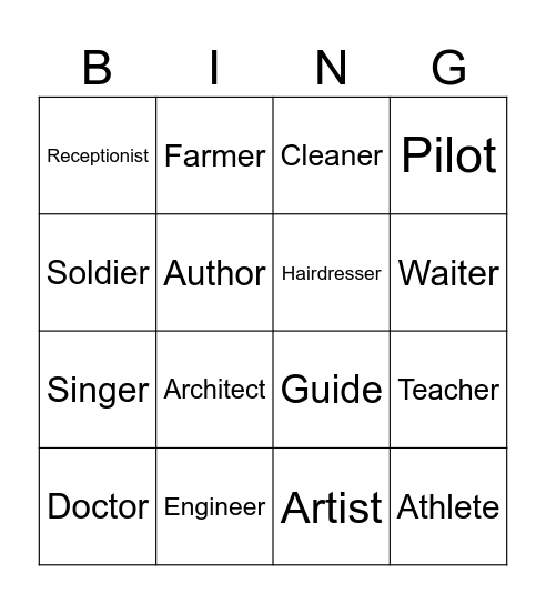 Jobs Bingo Card