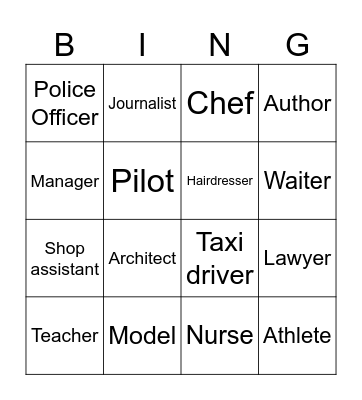 Jobs Bingo Card