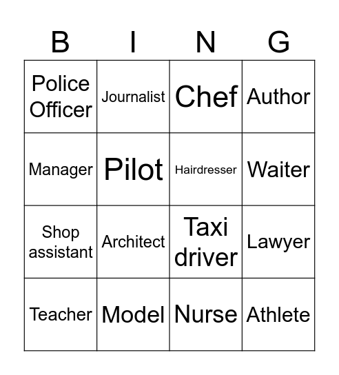 Jobs Bingo Card
