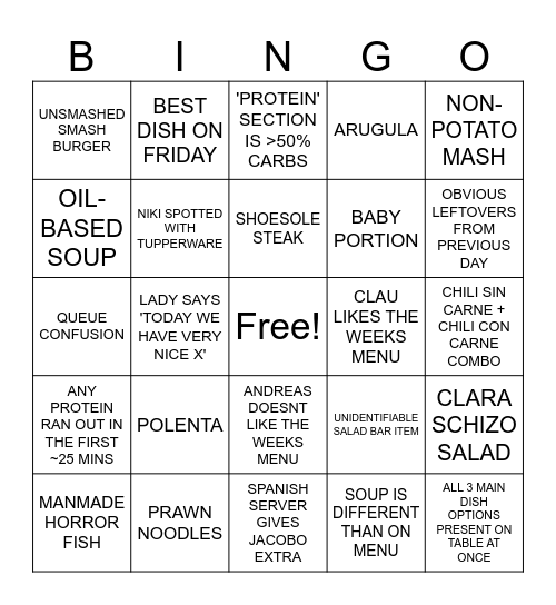 CANTEEN Bingo Card