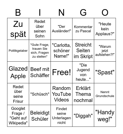 Herr A. Bingo Card