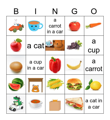 Sight words: A cat in a car Bingo Card