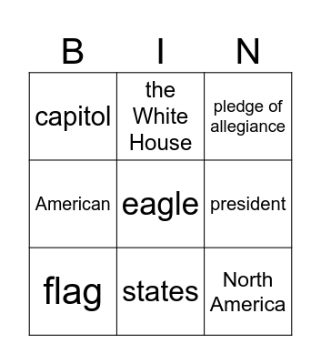 USA Bingo Card