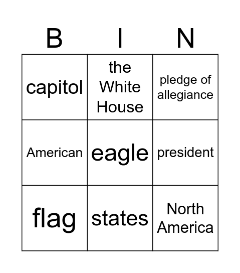 USA Bingo Card
