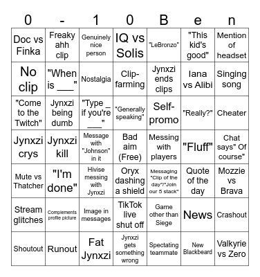 Siege Clips (by Centi) V3 7x7 Bingo Card