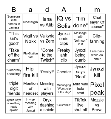 Siege Clips (by Centi) V3 6x6 Bingo Card