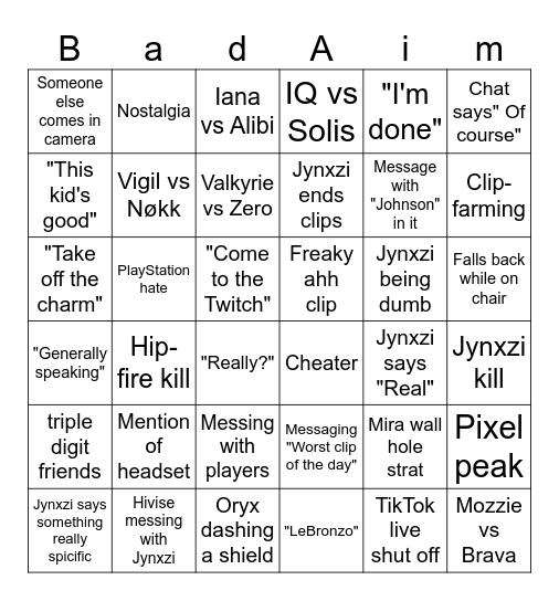 Siege Clips (by Centi) V3 6x6 Bingo Card