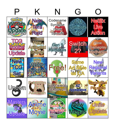Pokemon Presents 2025 Bingo Card