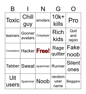 TSB BINGO Card