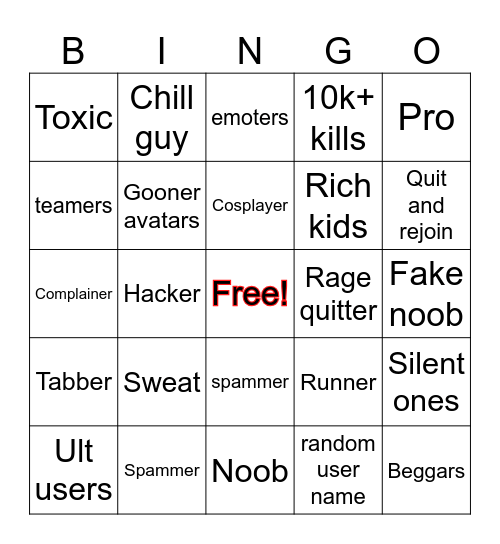 TSB BINGO Card