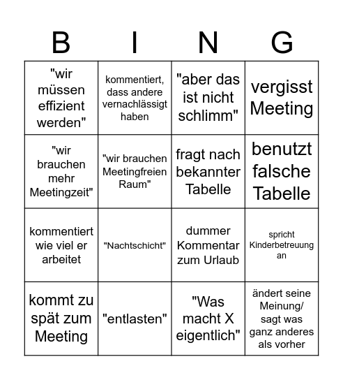 FLAMe games Personenwahnsinn Bingo Card