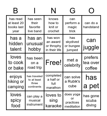 Find someone who... Bingo Card
