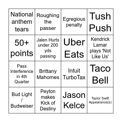 Kansas City Cheats vs. Philadelphia Egos Bingo Card