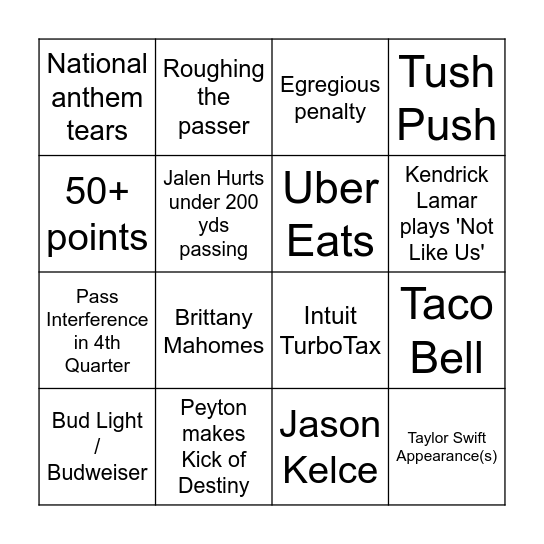 Kansas City Cheats vs. Philadelphia Egos Bingo Card
