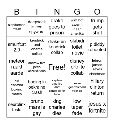 2025 bingo card Bingo Card